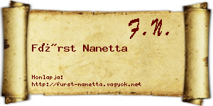Fürst Nanetta névjegykártya